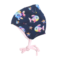 Bindemütze Bunte Fische dunkel (innen rosa)